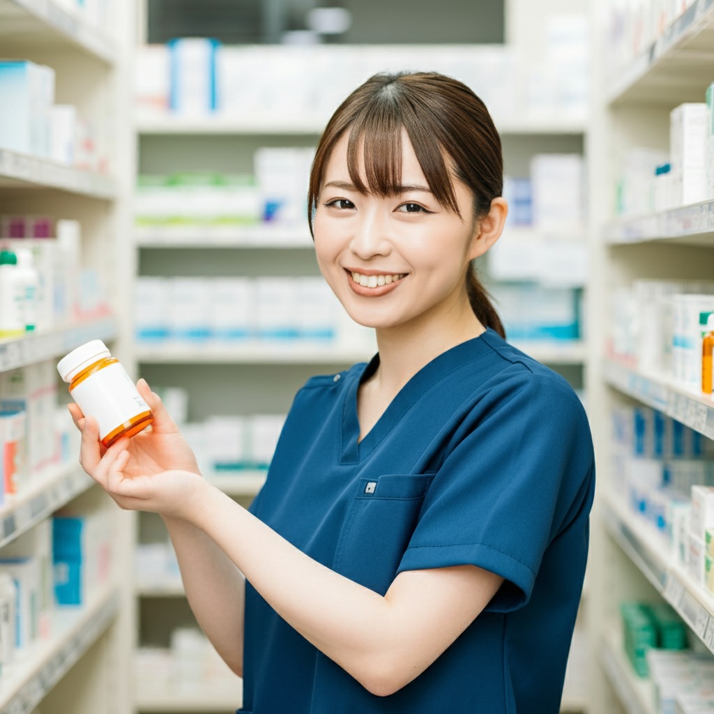 サプリメントを薦める女性医療従事者