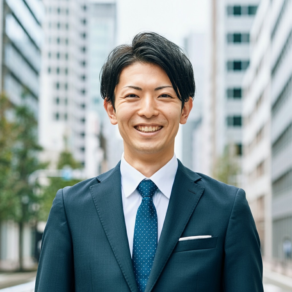 前向きな気持ちで仕事をする爽やかなサラリーマン