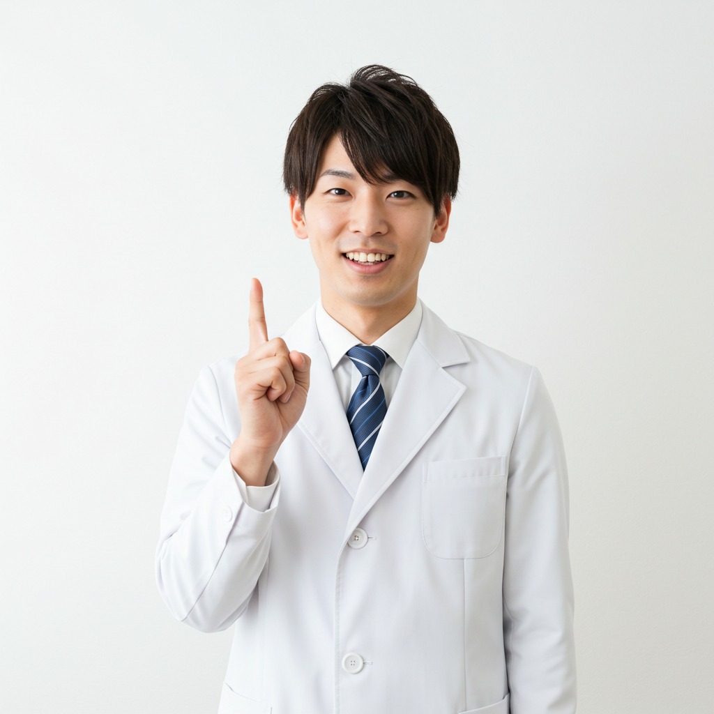 眉下切開のデメリットを解説をする笑顔の男性医師
