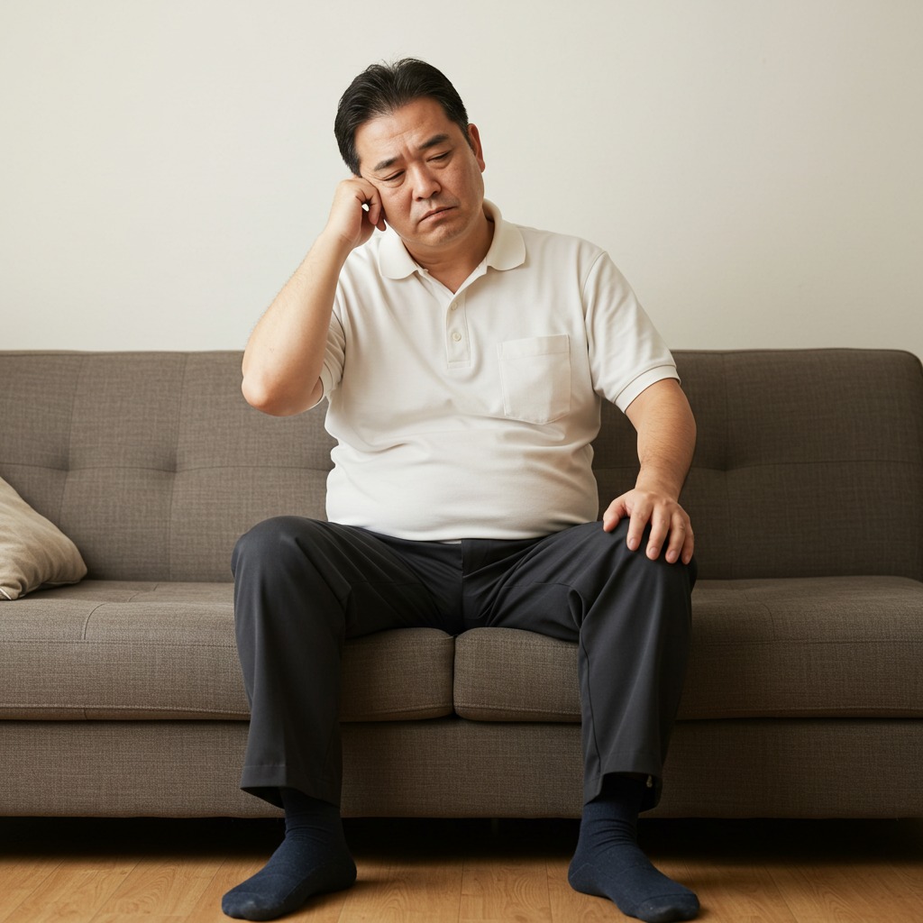 運動不足の肥満中年男性