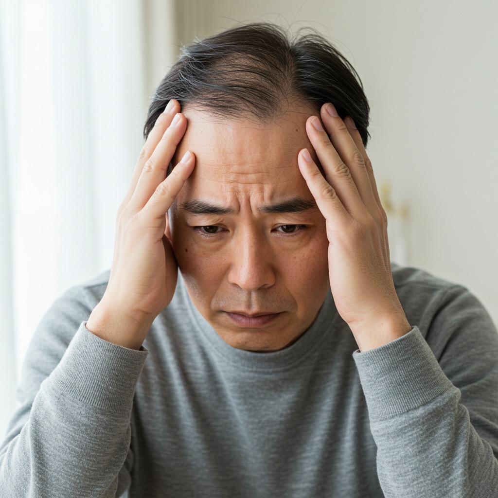 薄毛に悩む40代男性