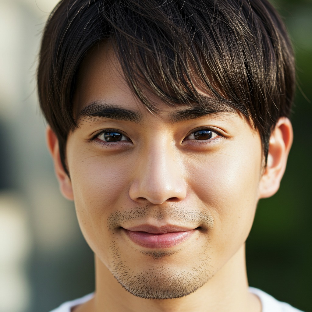 末広型二重の日本人男性