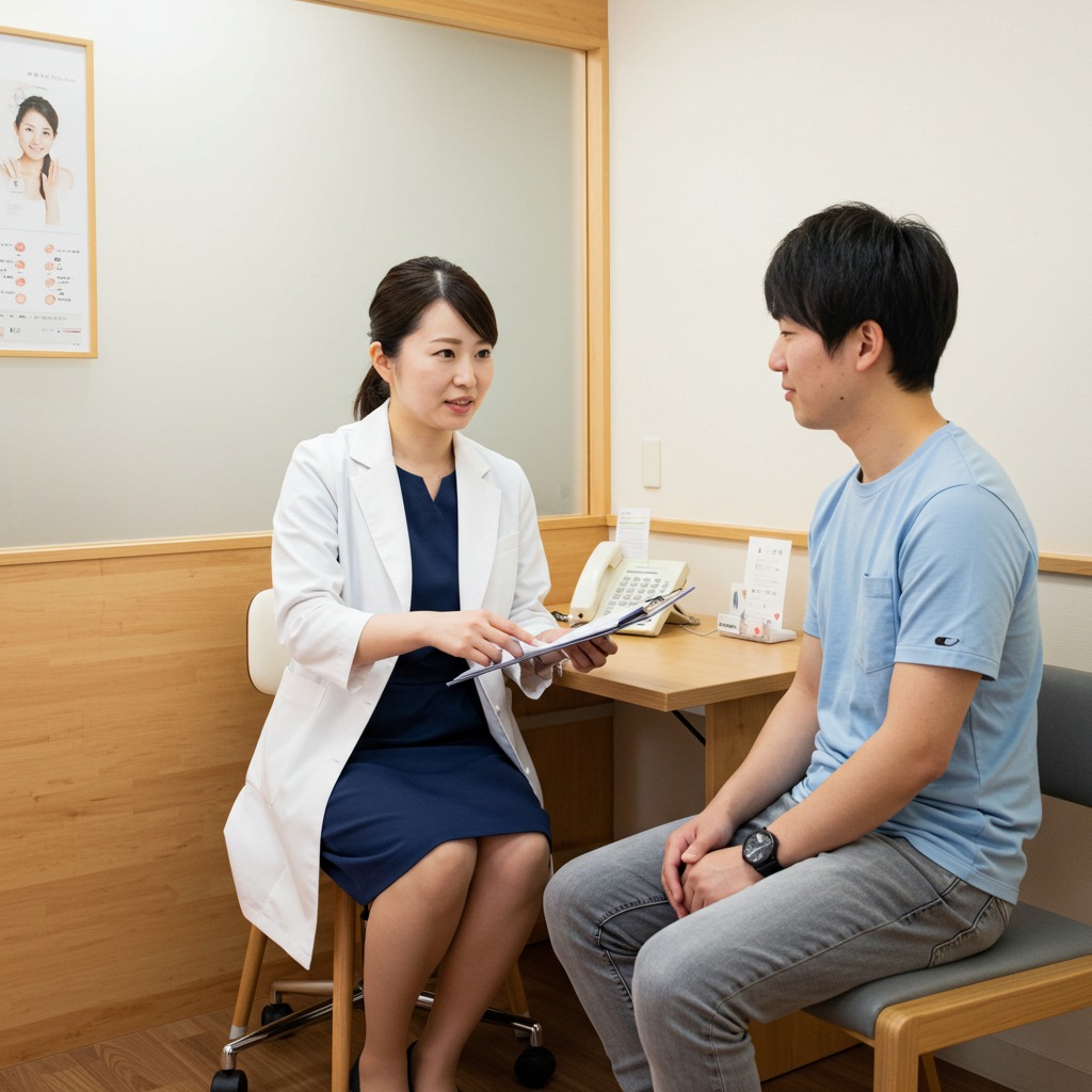 ミラドライのリスクも含めて患者に説明する女性医師