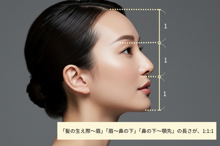 顔の黄金比に近いパーツの位置