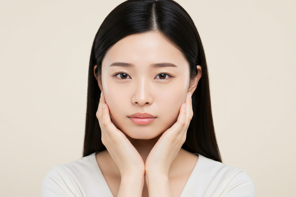 下膨れ顔を気にする女性