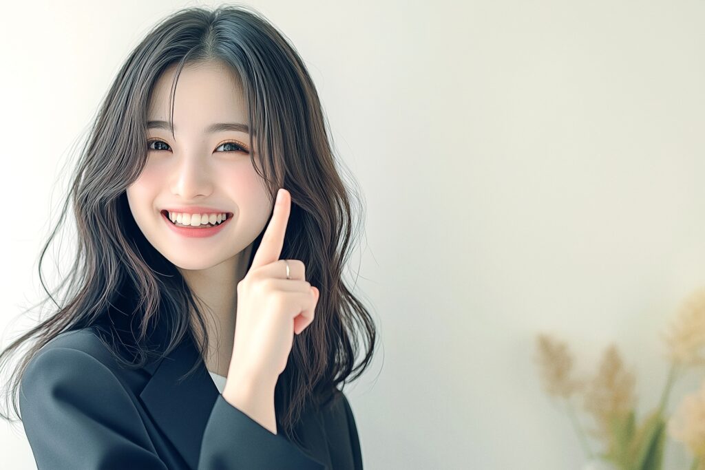 指をさす女性