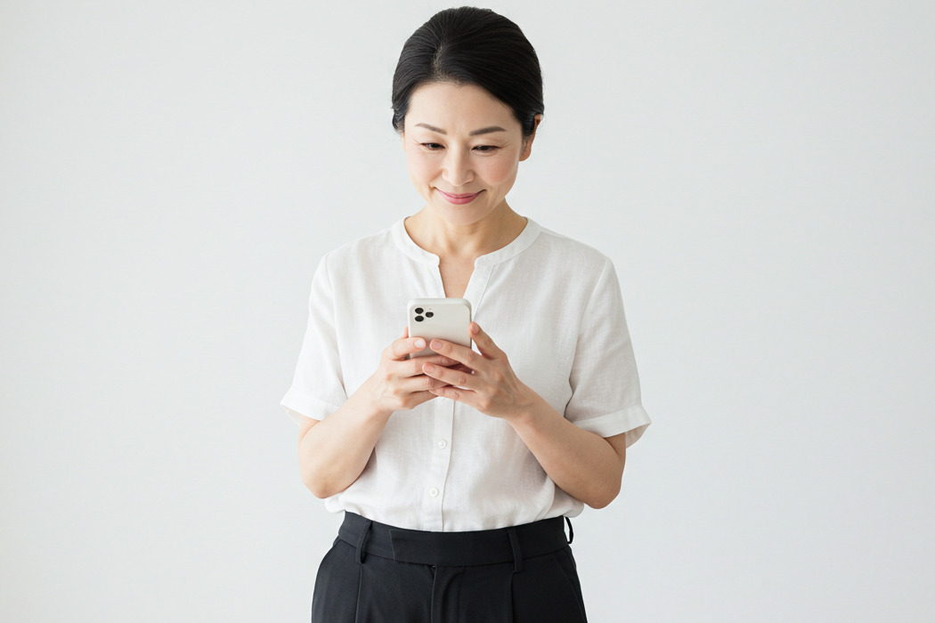 スマホを見る女性